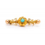 Brooch with turquoise, early 20th century jewelry, pr. "56" gold