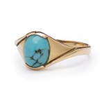 Ring with turquoise, 2nd half 20th century jewelry, gold ~ 0.750