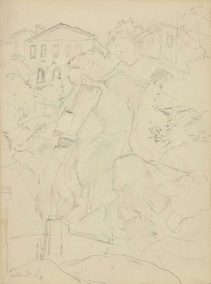 Hanna RUDZKA-CYBISOWA (1897-1988), Krajobraz z domami na wzgórzach