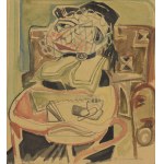 Tadeusz ŁAKOMSKI (1911-1988), Portret kobiety we wnętrzu