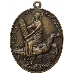 Austria, Franz Joseph I, Medal with St Barbara, patron saint of artillery WWI 1915