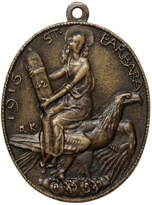Austria, Franz Joseph I, Medal with St Barbara, patron saint of artillery WWI 1915