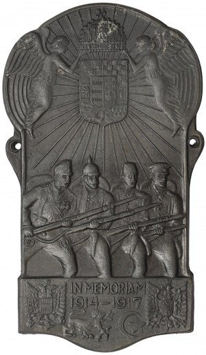 Autriche, François-Joseph Ier, Plaque commémorative de guerre des puissances centrales Autriche-Hongrie, Allemagne, Bulgarie, Turquie WWI 1914-17