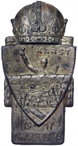 Austria, Franz Joseph I, Kappenabzeichen Karst Carso WWI 1917