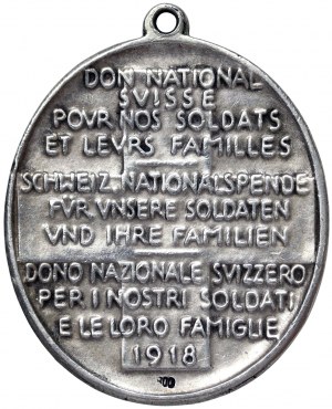 Švýcarsko, Medaile národní švýcarský dárek pro naše vojáky a jejich rodiny 1918