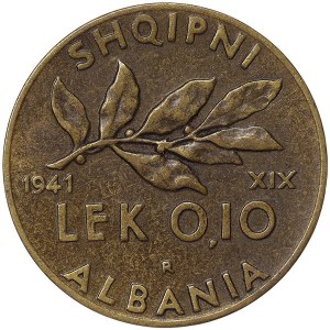 Albania, Vittorio Emanuele III, 0,10 Lek 1941