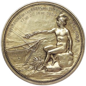 Argentine, Médaille pour l'inauguration des travaux du port de San Nicolas 1904