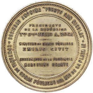 Argentine, Médaille pour l'inauguration des travaux du port de San Nicolas 1904