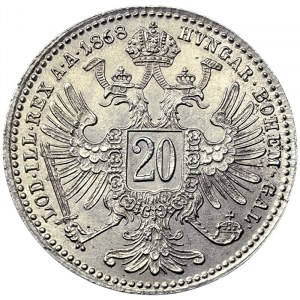 Austria, Franz Joseph I, 20 Kreuzer 1868, Vienna