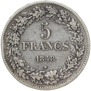 Belgicko, Leopold I, 5 frankov 1848, Brusel