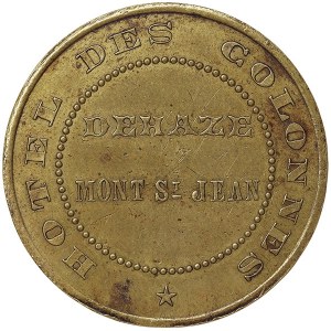 Belgium, Leopold I, Medal of the Hôtel des Colonnes located in Mont St.Jean where the battle of Waterloo was fought 1830
