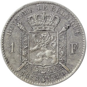 Belgium, Leopold II, 1 Franc 1880