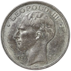 Belgium, Leopold III, 20 Francs 1934, Brussels