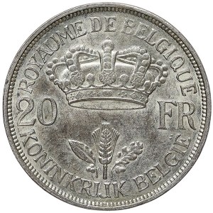 Belgium, Leopold III, 20 Francs 1934, Brussels