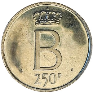 Belgium, Baudouin, 250 Francs 1976