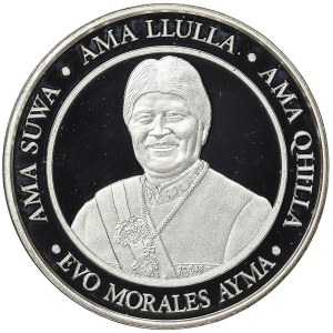 Bolívia, medaila s Evom Moralesom Prvý domorodý prezident Bolívie 2010