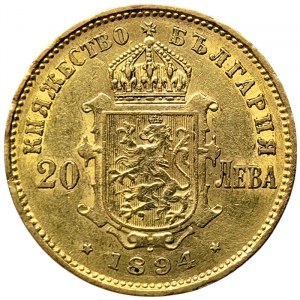 Bulgaria, Ferdinand I, 20 Leva 1894, Kremnitz