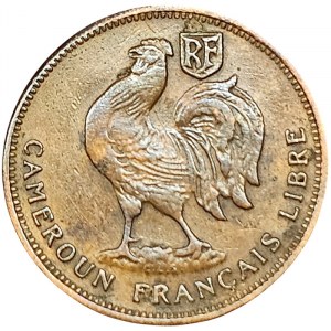 Cameroon, 50 Centimes with LIBRE 1943