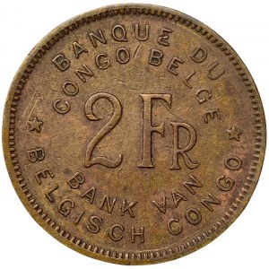 Belgian Congo, Leopold III, 2 Francs 1947