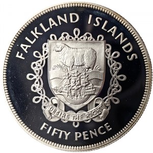 Falklandy, Alžbeta II, 50 pencí 1977