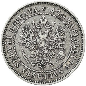Finland, Russian Occupation, Alexander II, 2 Markka 1874, S