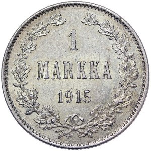 Finland, Russian Occupation, Nicholas II, 1 Markka 1915, S