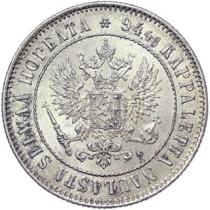 Finland, Russian Occupation, Nicholas II, 1 Markka 1915, S