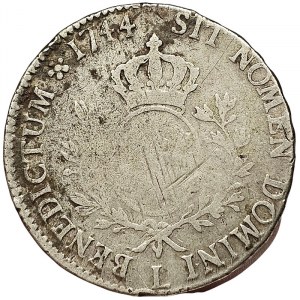 France, Louis XV, Ecu au bandeau 1744, L Bayonne