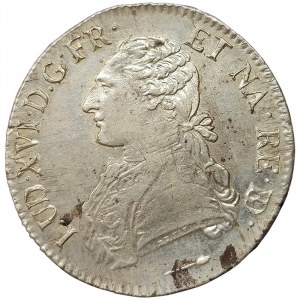 Francúzsko, Louis XVI, Ecu aux branches d'olivier 1786, Cow Pau