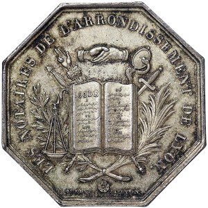 Francie, Ludvík Filip I., žeton ARGENT Notáři města Lyon 1839