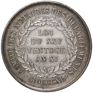 France, Louis Philippe I, Medal Committee of Departmental Notaries. 1840