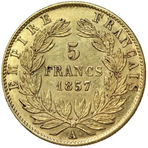 France, Napoleon III, 5 Francs 1857, A Paris