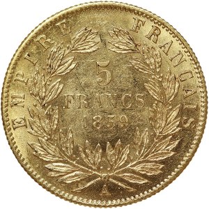 France, Napoleon III, 5 Francs 1859, A Paris