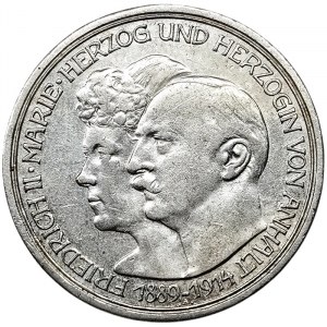 Německo, Anhalt-Dessau, Friedrich II, 3 Mark 1914, A Berlin