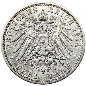 Germany, Anhalt-Dessau, Friedrich II, 3 Mark 1914, A Berlin
