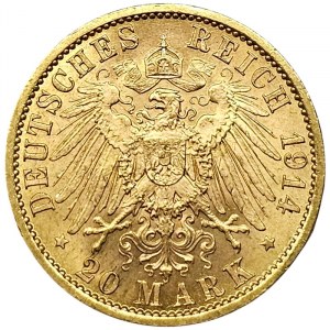 Germany, Prussia, Wilhelm II, 20 Mark 1914, A Berlin