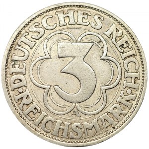 Allemagne, République de Weimar, 3 Reichsmark 1927, A Berlin
