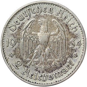 Allemagne, Troisième Reich, 2 Reichsmark 1934, A Berlin