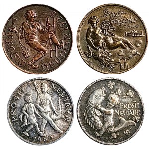 Germany, Lot 4 pcs. New Year Lucky Token (Prosit Neujahr) Various dates