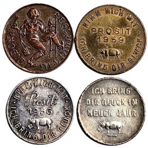 Germany, Lot 4 pcs. New Year Lucky Token (Prosit Neujahr) Various dates