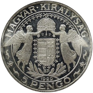 Hungary, 5 Pengo (BP-UP Official restrike) 1929, Budapest