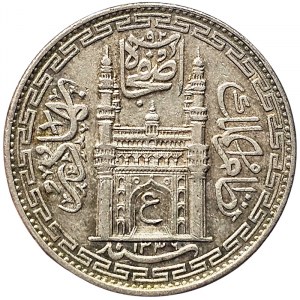 India, Hyderabad, Mir Usman Ali Khan, 1 Rupee 1336 AH-1918 AD