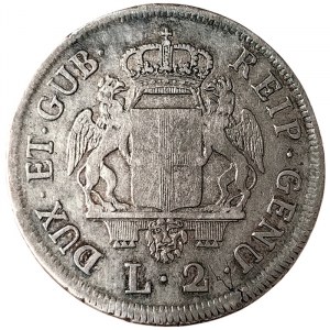 Genoa, Republic Biennial Doges Phase III, 2 Lire 1793