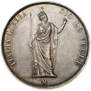 Milano, Lombardia, Governo provvisorio, 5 lire 1848