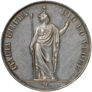 Milano, Lombardia, Governo provvisorio, 5 lire 1848