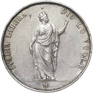 Milano, Lombardia, Governo provvisorio, 5 lire 1848