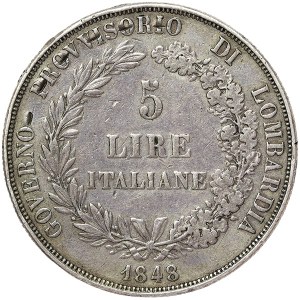 Milano, Lombardia, Governo provvisorio, 5 lire 1848