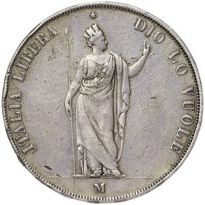Milano, Lombardia, Governo provvisorio, 5 lire 1848