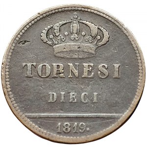 Naples, Ferdinando I of Borbone, 10 Tornesi 1819