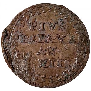 Papal State, Pio VI, Fermo, 1/2 Baiocco 1798